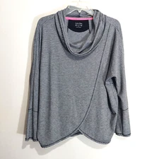 Calvin Klein Womens Sm Popover Performance Stretch Striped Faux Wrap Front Cowl