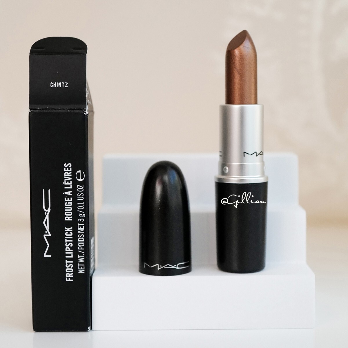Macさま 3 MAC Frost Lipstick CHINTZ - Full Size 3 g / 0.1 Oz. Brand New In