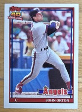 1991 Topps John Orton Rookie Card (RC) #176 Angels Catcher Mid-Grade VG O/C. rookie card picture