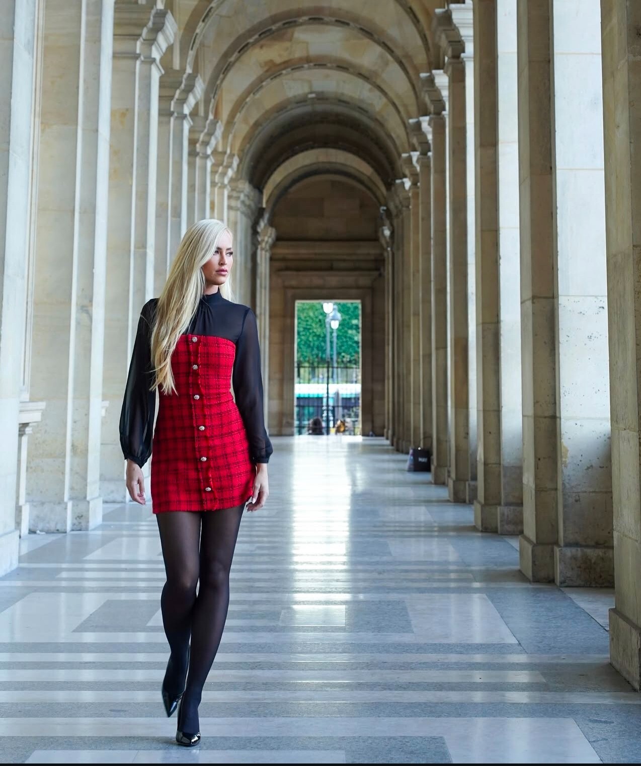 NWT_ZARA WOMAN FW24 COMBINATION STRUCTURED MINI DRESS Red Black | 8982/155 S,M,L thumbnail 5