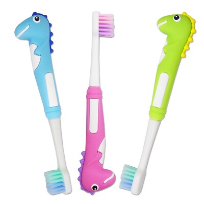 Kleinkind Dinosaurier Zahnbürste x 3 ~ manuell Set weiche Borsten Bürsten Baby Zähne 0-3