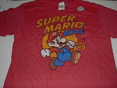 NINTENDO SUPER MARIO BROS. SINCE 1985 RETRO RED MENS T-SHIRT SIZE LARGE NEW.