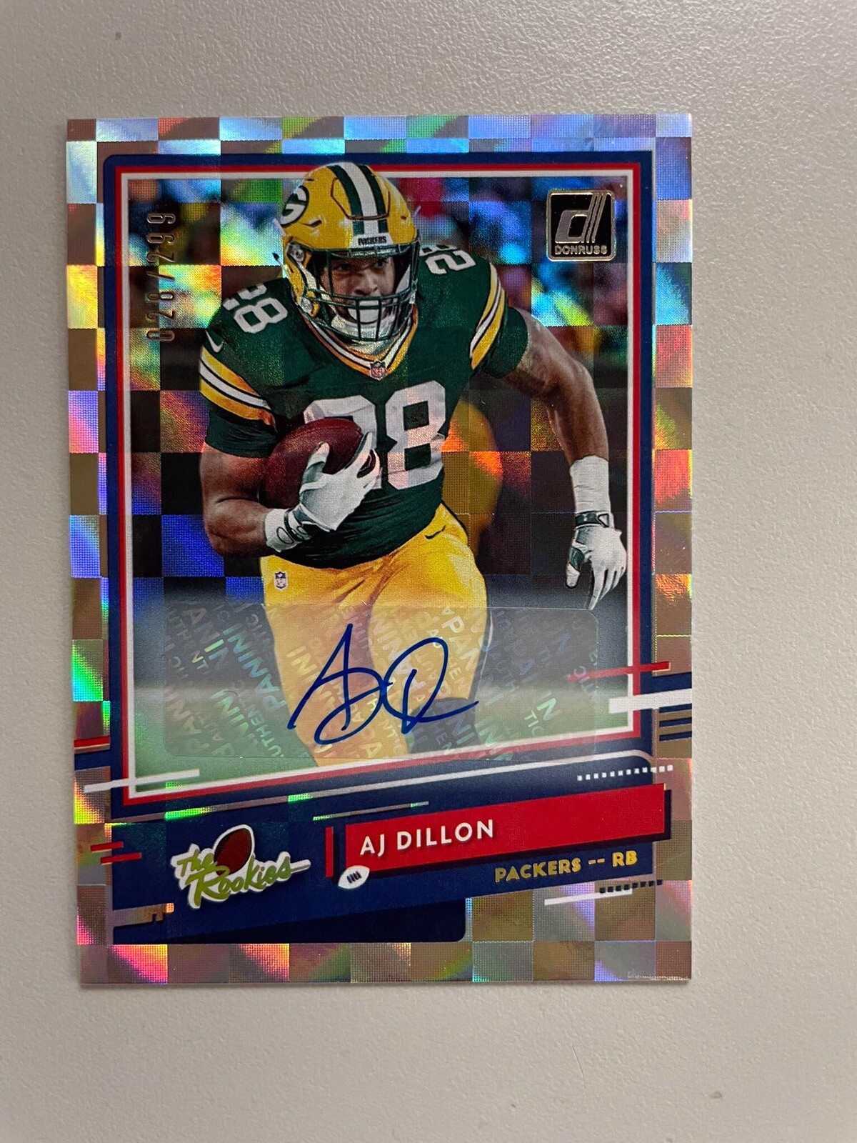 2020 Donruss The Rookies Auto AJ Dillon 28/299 Packers Rookie Auto Jersey Number
