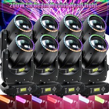 8PCS 200W LED Moving Head Light GOBO Prism RGBW Beam DMX Stage Lighting DJ Show