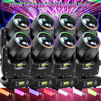 8PCS 200W LED Moving Head Light GOBO Prism RGBW Beam DMX Stage Lighting DJ Show