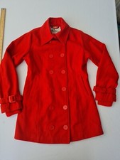 Ladies Military Style Coat Ichi Size Xl Red Collared High Neck