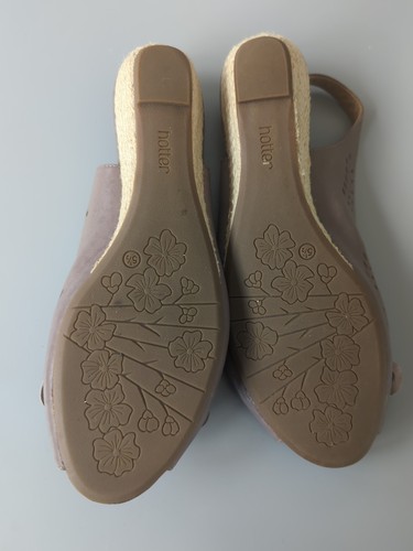 HOTTER BETSY EXTRA WIDE FIT TAUPE LEATHER WEDGE SANDALS SIZE UK 5.5 EXF EEE - Picture 7 of 8