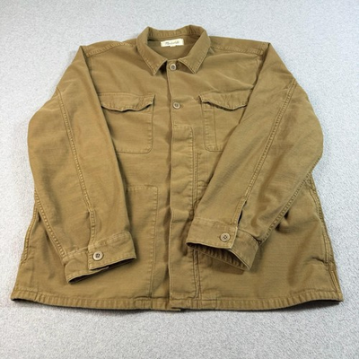 #ad #ad Madewell Jacket Men Large Brown Twill Barn Chore Shacket Military Heritage Loose $79.99