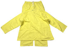 Scrub Set Unisex 2XL Yellow 4 Pockets Long Sleeves Top  Bottom Medical NWOT