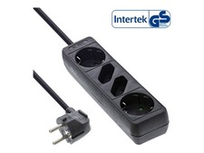InLine Multipocket 2x Shucko  2x Euro Black Cable 5m, Strip 16445