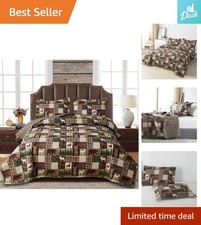 Portable King Size Quilt Set with Rustic Moose Bear Design - Perfect Gift Option