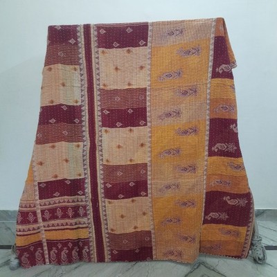 Wende Vintage Kantha Quilt Multicolor Twin Decke Bohemian Bett Läufer
