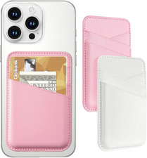 Phone Wallet Stick On, 2 Pack Phone Card Holder for Phone Case, Leather Credit C