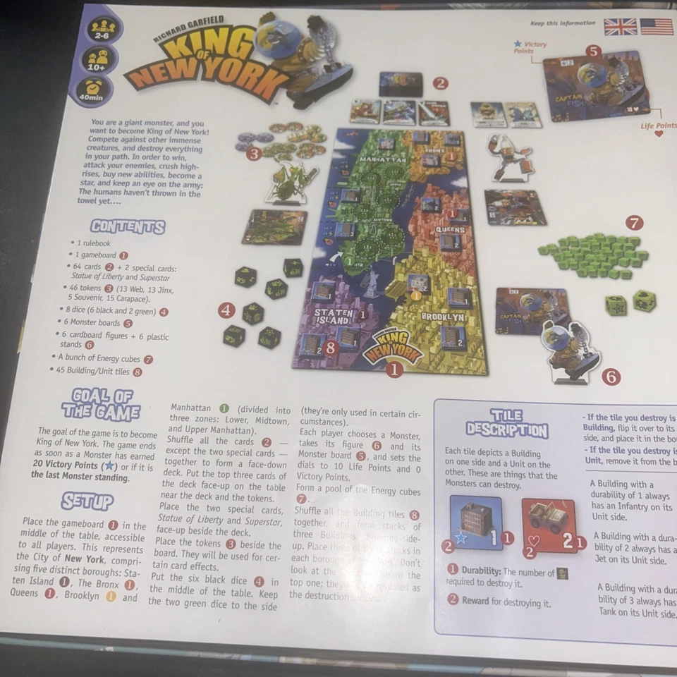 King Of New York Board Game iello Richard Garfield Complete - Image 3 of 4