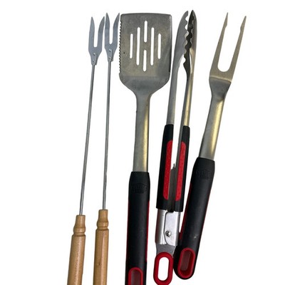 Lot of 5 Barbecue BBQ Expert Grill Grilling Tools Tongs Spatula Fork Tongs