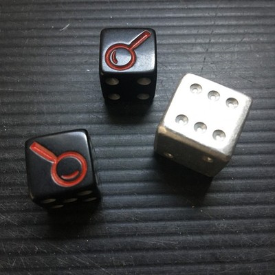 3 Gaming Dices: 2 Dark Clue Search Dies & 1 Silver Metal Six-Sided Die (3/4''W)
