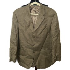 VTG Chaps Ralph Lauren Blazer Mens 42R Brown Houndstooth Pure Wool Made Canada
