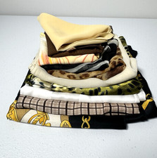Vintage Scarf Lot 10 Poly Chiffon Animal Print Chic Neutral Retro Statement