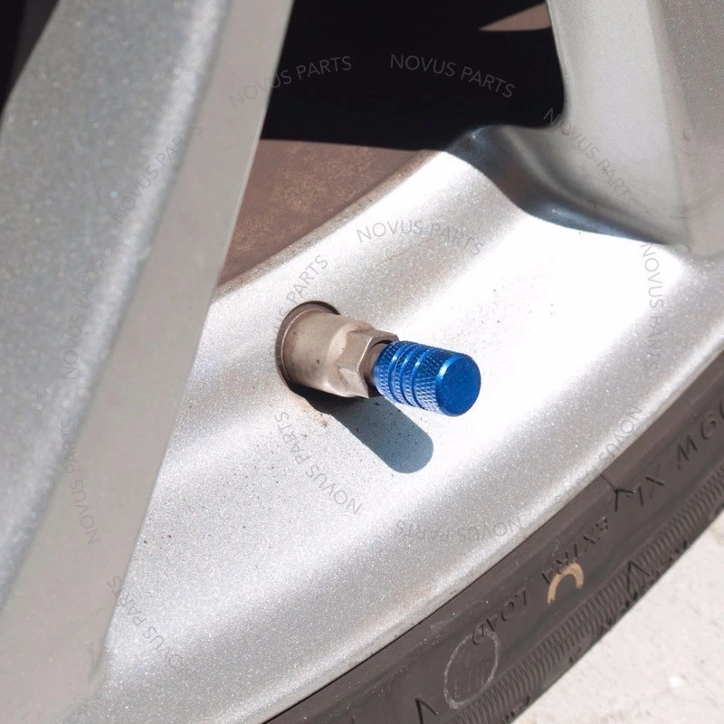 4x Cubierta de vástago de válvula azul con llanta de anillo de goma para Fiat Palio Ducato 500 con líneas Foto 4 de 4