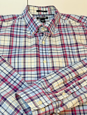 Lands End No Iron Twill Long Sleeve Button Down Plaid Big Mans 2XL
