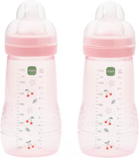 Image of MAM Easy Active Baby Bottles 2-Pack 270Ml with Medium Flow Teats - Pink