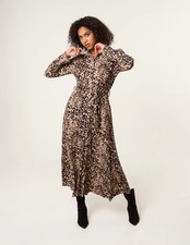  Blue Vanilla Womens  Soft Touch Leopard Print Midi Shirt Dress