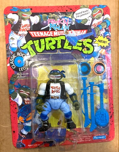 1991 VTG.Playmates TMNT ROCKIN ROLLIN CLASSIC ROCKER LEO  Figure UNpunched NEW