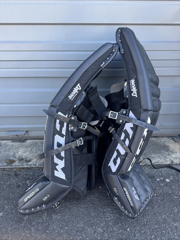 ***PALMOHADILLAS DE PORTERO DE HOCKEY SOBRE HIELO CCM E3.9 SPEEDSKIN LEFEVRE 33+1*** Foto 2 de 4