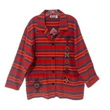CHICO'S SOUTHWESTERN Jacket Size 2 US Large Relaxed Aztec Cotton