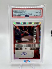 2022 Panini Chronicles Rookie Ticket Jarren Duran Cracked Ice /5 (AU, RC) Pop 1