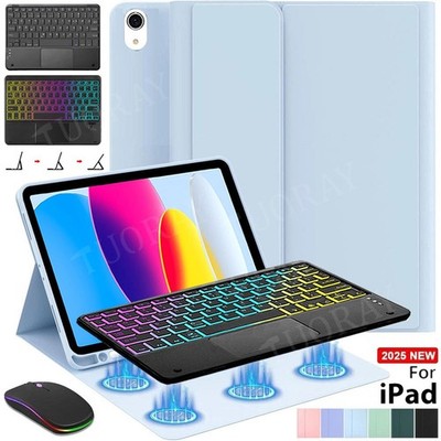 Hülle Für iPad 7/8/9/10/11th Air 3 4 5 6 Pro 11'' mit QWERTZ Touchpad Tastatur