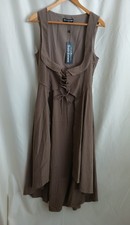 NWT Womens Scarlet Darkness Renaissance Vest Dress Mocha Brown Side Zip Pockets