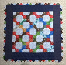 Hand-Quilted Wall Hanging 70s Vintage Bow Tie Quilt Prairie Points Art Quilt