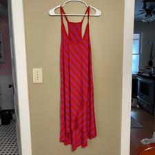 Caslon Women’s Pink Purple Red Stripe Racerback High Low Maxi Dress Size Large