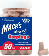 Ultra Soft Foam Earplugs, 50 Pair 33db NRR for Sleep, Snoring, Travel, and Noise