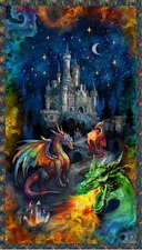 Dragon Kingdom, Midnight A Dragon's Castle Panel 24in x 42in