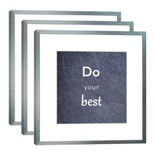 12x12 Picture Frame Set of 3 with Real Glass Gun Grey Aluminum Photo Frame fo...