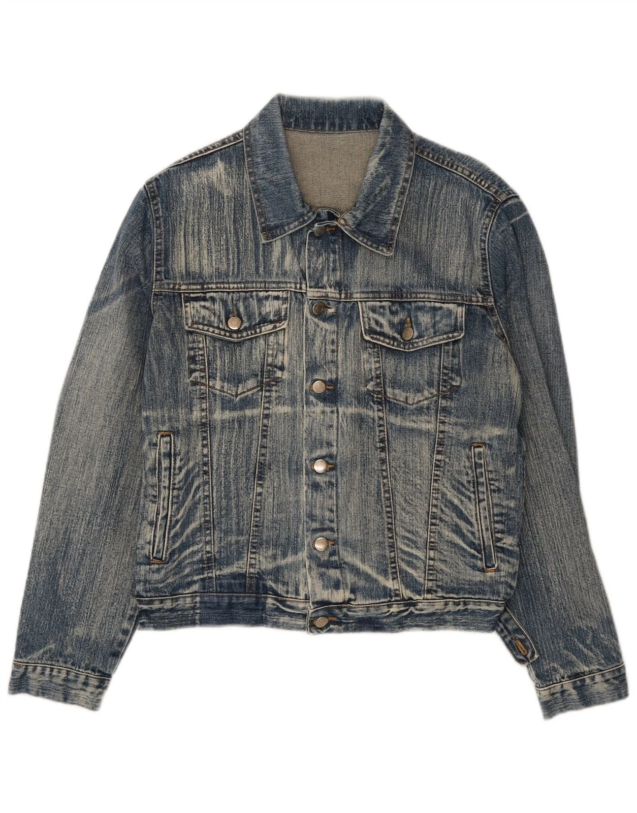 VINTAGE Mens Denim Jacket UK 38 Medium Blue Cotton DX06