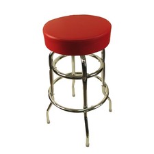 Oak Street Mfg SL2129RED Red Button Top Stool w/Chrome Frame