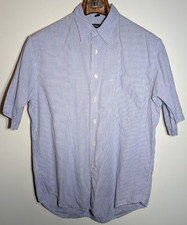 Christian Dior Short Sleeve Shirt Blue Check Monsieur Button Up Mens Size Medium