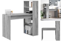 Schreibtisch Mit Stauraum Grauer Sonoma 113X54X120 Cm Spanplatte