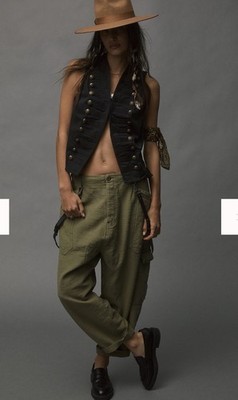 Free People Bay to Breakers Pants Oversized  Slouchy Baggy Cargo Harem Green L