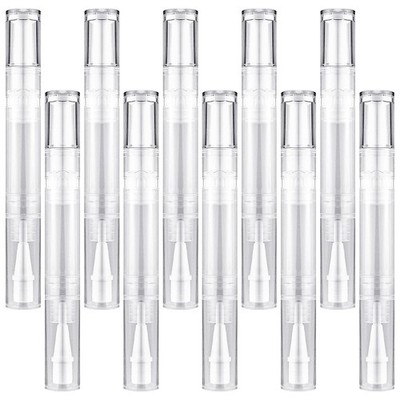 10Pack 5ML Transparent Twist Pens, Empty Nail Oil Pen Brush Cosmetic Lip Glos...