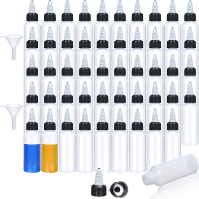 50 Pcs 2 Oz Boston Dispensing Squeeze Bottles Empty Plastic Squeeze with Twist C