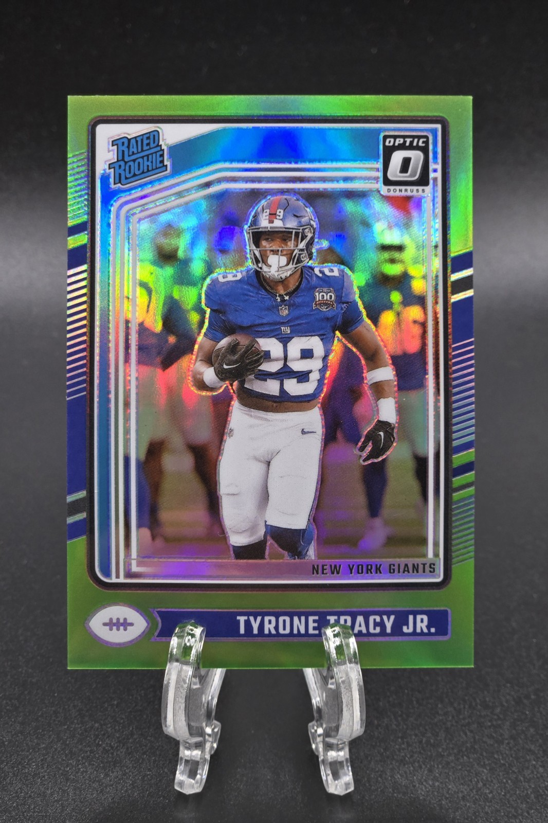 Tyrone Tracy Jr 2024 Optic Rated Rookie Lime Green Prizm 29/50 #259 Jersey Match