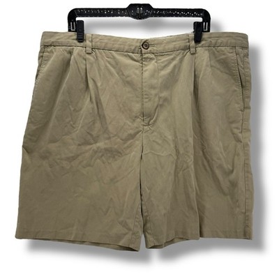 Tommy Bahama Shorts Mens 42 Tan Silk Pleated Front Bermuda Outdoor Casual Preppy