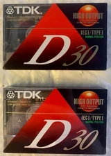 TDK D30 Type I Normal Bias High Output Blank Cassette Tape D 30 Sealed- Lot of 2