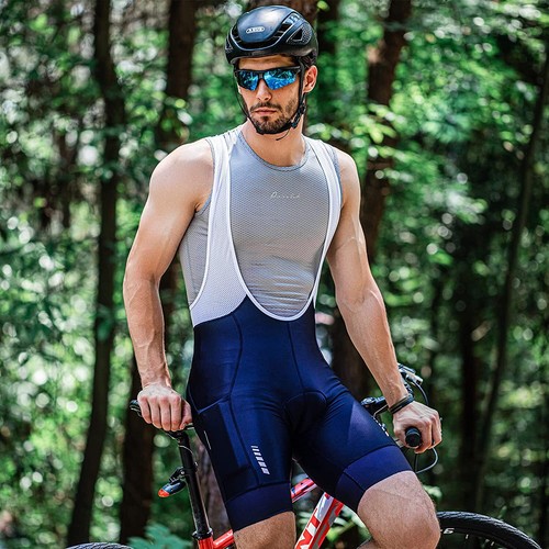 Przewalski Men's Cycling Bike Bib Shorts with Phone Pockets,4D Padded