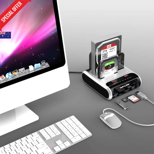 8-in-1 USB 3.0 Dual Bay HDD Dock – Clone, UASP, TF/SD, Charger, 2x10TB Max - Picture 9 of 10