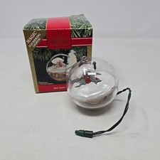 Vintage 1991 Hallmark Christmas Ornament Mole Family Home w/Flickering Fireplace